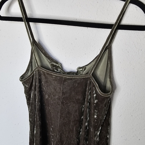 Forever 21 Mini Dress Womens Small Crushed Velvet Green Lace Up Goblincore Fairy - Picture 5 of 7